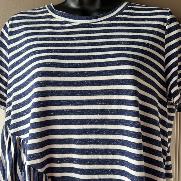 Hayden Los Angeles Navy and White Striped Ruffled Angular Peplum Oversized Small - Picture 4 of 6